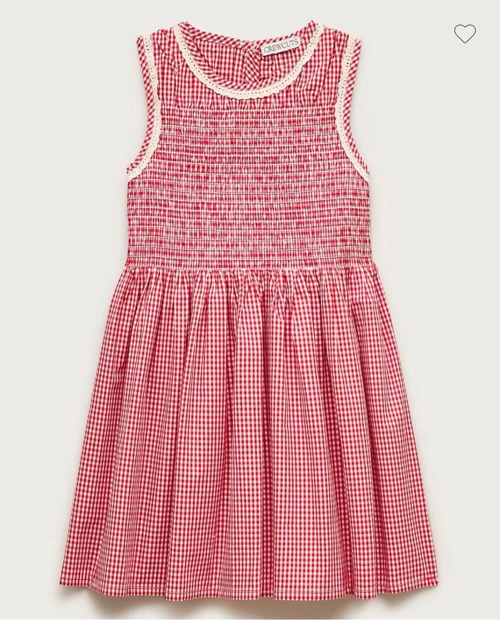 CREWCUTS red gingham laced A -line dress NWT size 12 - Picture 1 of 3